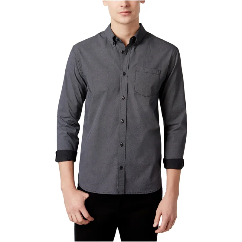 Men's Organic Cotton Casual Shirts with a Soft Handfeel for Everyday ComfortWHT SPACE Mens Polka Dot Button Up Shirt, Black, Medium