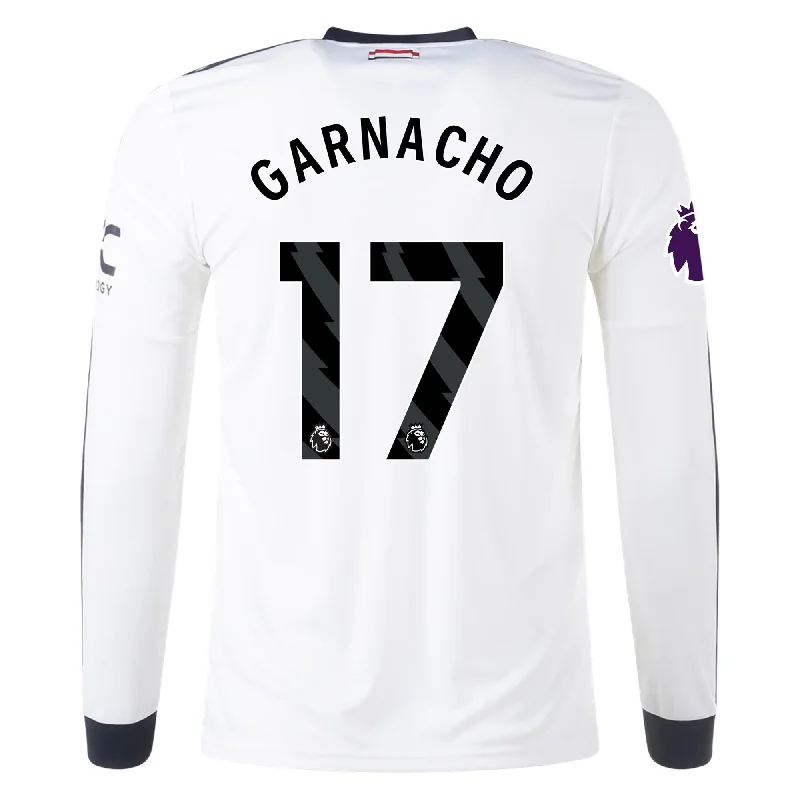 Men's Vintage American Football Jerseys of Legendary Teams for Collectors and Fansadidas Manchester United Alejandro Garnacho Third Long Sleeve Jersey w/ EPL Patch 24/25 (Off White)