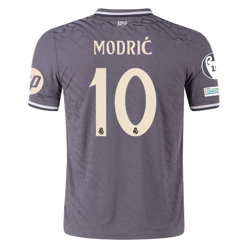 Men's Retro Hockey Jerseys with Classic Stripes and Logos for a Nostalgic Hockey Aestheticadidas Real Madrid Authentic Luka Modric Third Jersey w/ Champions League Patches 24/25 (Charcoal)