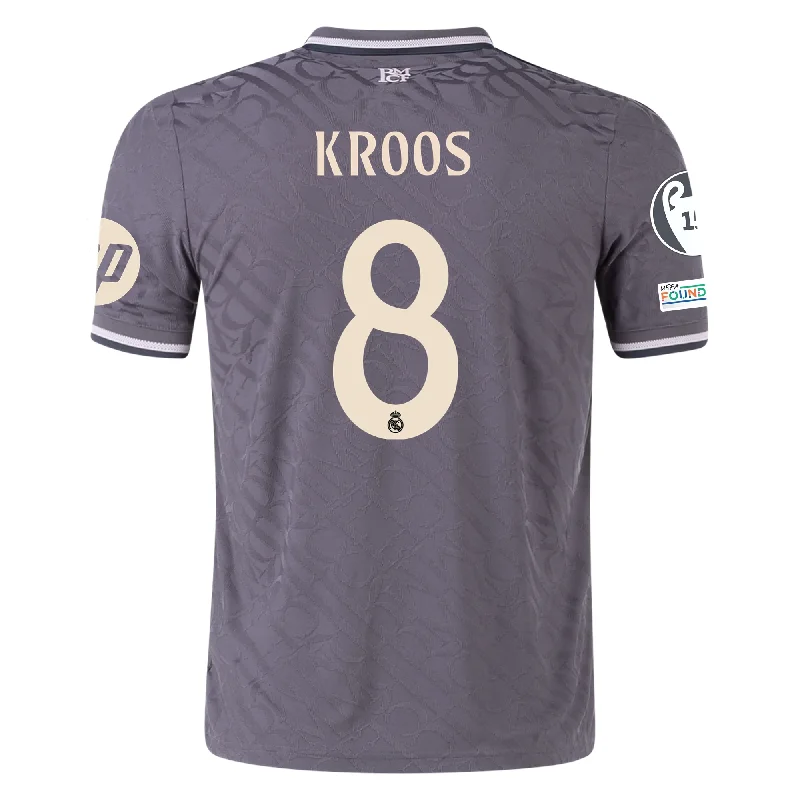 Men's Football Jerseys with Embroidered Club Badges for a Premium and Authentic Appealadidas Real Madrid Authentic Toni Kroos Third Jersey w/ Champions League Patches 24/25 (Charcoal)