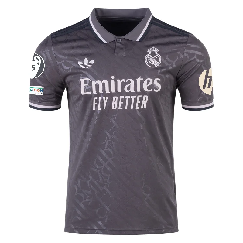 Men's Breathable Polyester Running Jerseys in Bright Neon Colors for High - Visibility Workoutsadidas Real Madrid Third Jersey w/ Champions League Patches + HP Sponsor 24/25 (Charcoal)