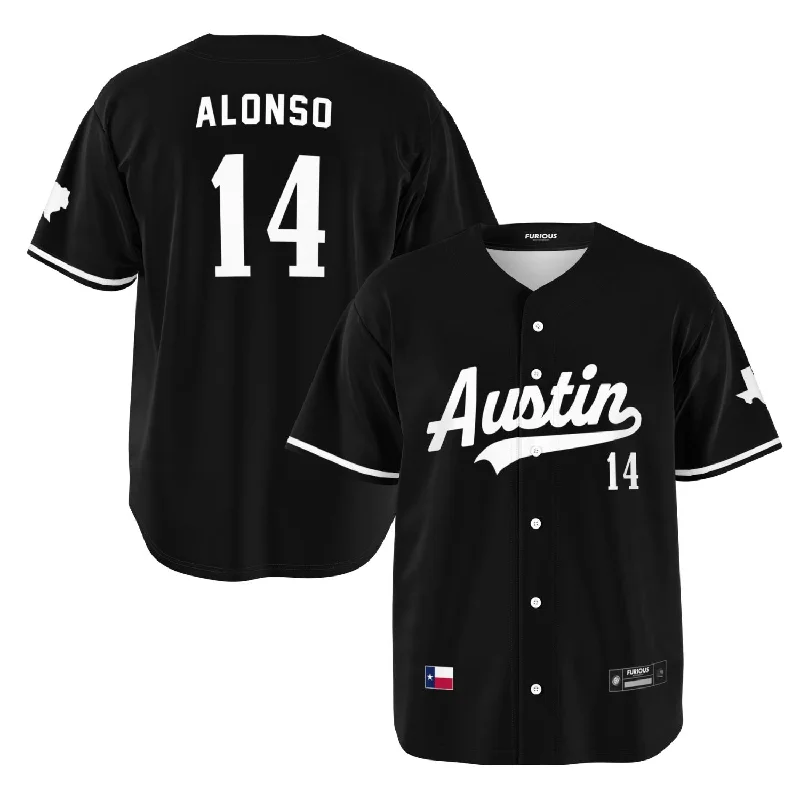 Men's Basketball Jerseys with Signature Player Logos for a Fan - Favorite LookAlonso - Jet Black Austin Jersey