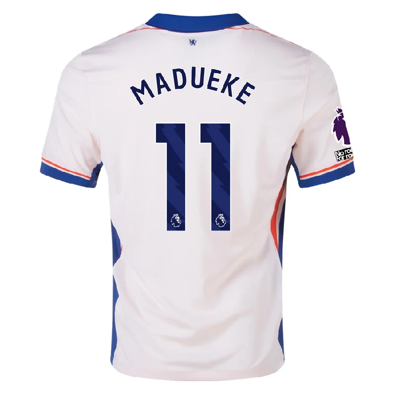 Men's Moisture - Wicking Lacrosse Jerseys with Mesh Panels for Optimal Performance on the FieldNike Chelsea Noni Madueke Away Jersey w/ EPL + No Room For Racism Patches 24/25 (Guava Ice/Rush Blue)