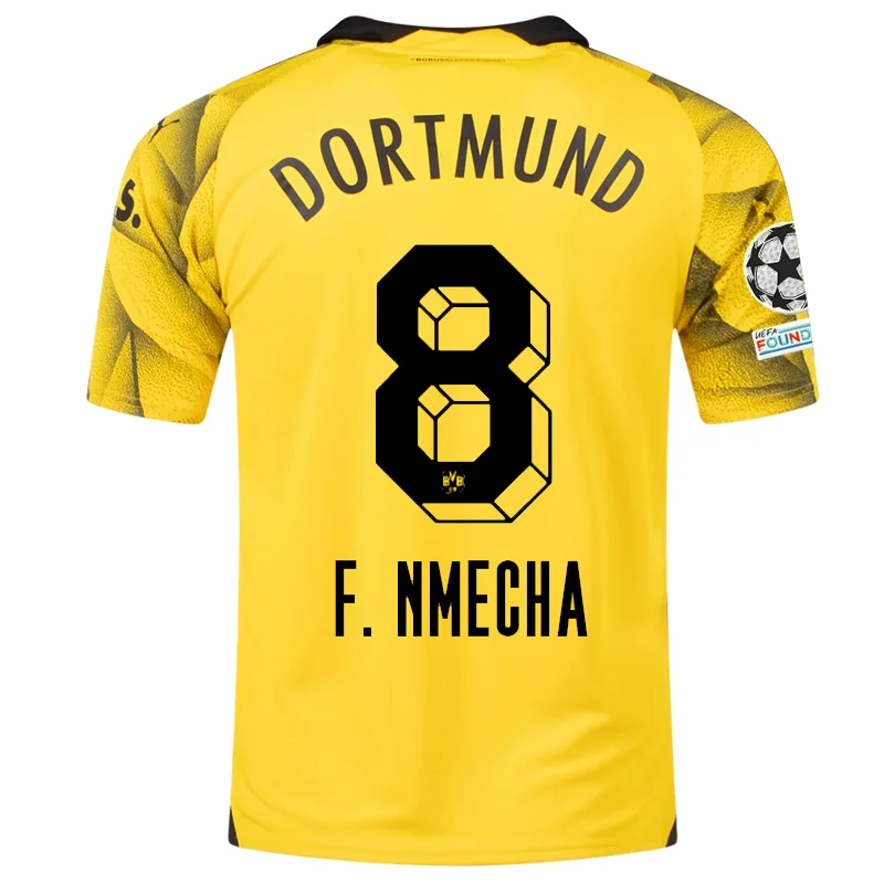 Men's Custom - Embroidered Volleyball Jerseys for Team Uniforms or Personalized GearPuma Mens Borussia Dortmund Felix Nmecha Third Jersey w/ Champions League Patches 23/24 (Cyber Yellow/Puma Black)