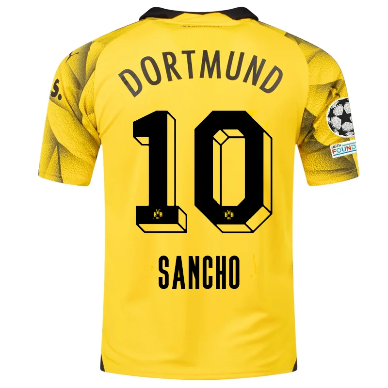 Men's Basketball Jerseys with Signature Player Logos for a Fan - Favorite LookPuma Mens Borussia Dortmund Jadon Sancho Third Jersey w/ Champions League Patches 23/24 (Cyber Yellow/Puma Black)