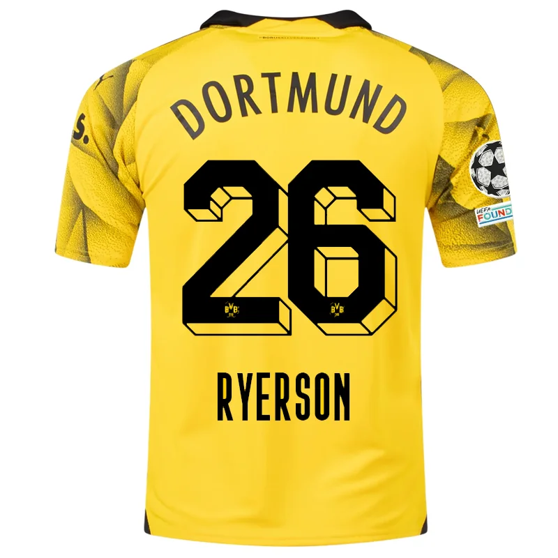 Men's Replica Hockey Jerseys of Star Players for Devoted Ice Hockey SupportersPuma Mens Borussia Dortmund Julian Ryerson Third Jersey w/ Champions League Patches 23/24 (Cyber Yellow/Puma Black)