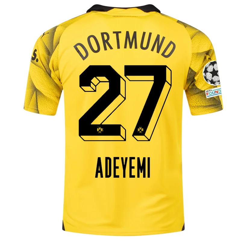 Men's Custom - Embroidered Volleyball Jerseys for Team Uniforms or Personalized GearPuma Mens Borussia Dortmund Karim Adeyemi Third Jersey w/ Champions League Patches 23/24 (Cyber Yellow/Puma Black)