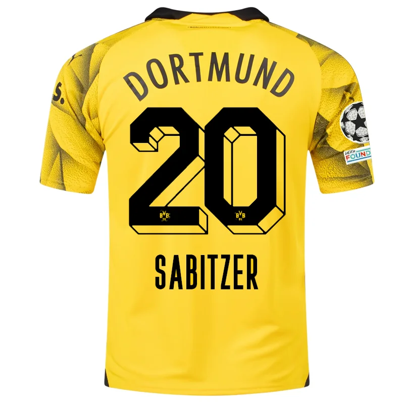 Men's Throwback Rugby Jerseys of Historic Matches and Teams for Rugby History BuffsPuma Mens Borussia Dortmund Marcel Sabitzer Third Jersey w/ Champions League Patches 23/24 (Cyber Yellow/Puma Black)