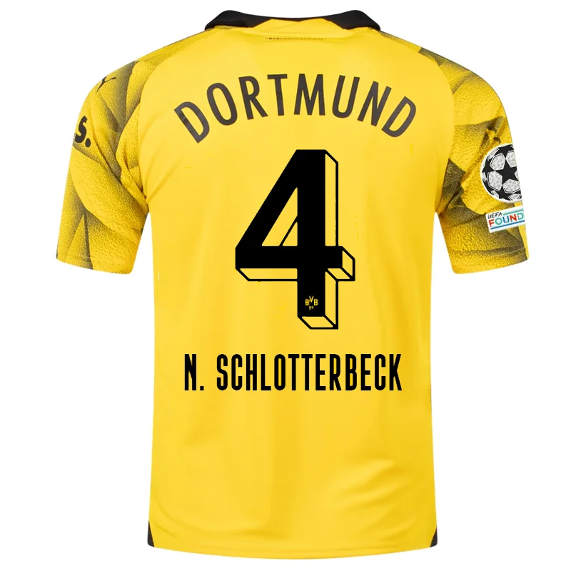 Men's Limited - Edition Cricket Jerseys Commemorating Historic Matches for Die - Hard Cricket LoversPuma Mens Borussia Dortmund Nico Schlotterbeck Third Jersey w/ Champions League Patches 23/24 (Cyber Yellow/Puma Black)