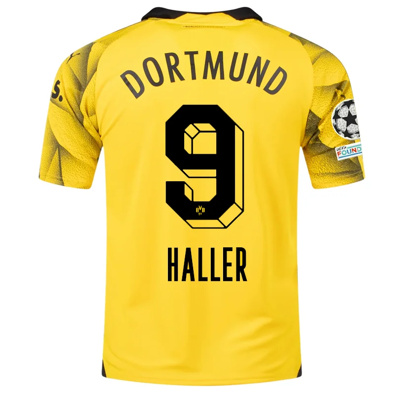 Men's Cycling Jerseys with Reflective Stripes for Safe and Stylish Rides at NightPuma Mens Borussia Dortmund Sébastien Haller Third Jersey w/ Champions League Patches 23/24 (Cyber Yellow/Puma Black)