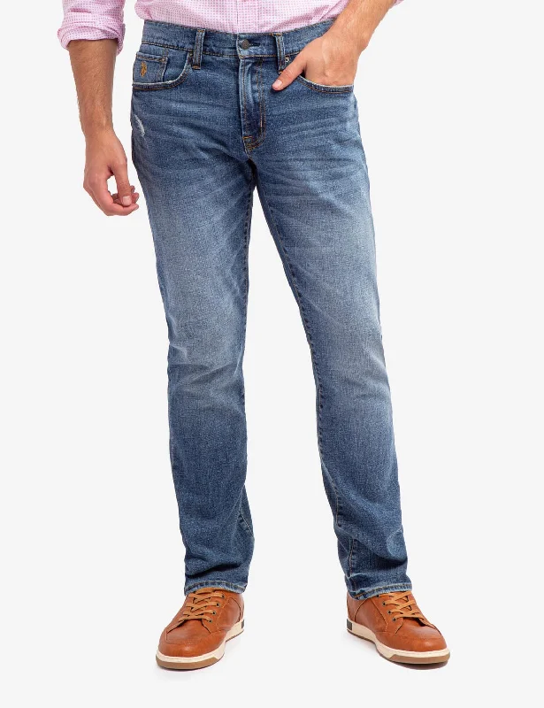 Plus Size Men's Bootcut Jeans with a Belt Loop Upgrade for a Stylish Touch5 POCKET SLIM STRAIGHT FIT JEANS