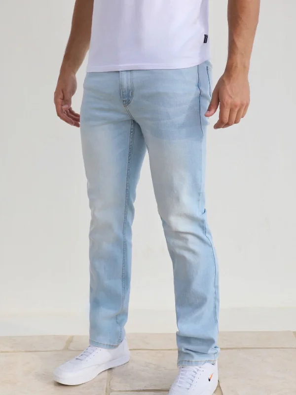 Men's Cargo Jeans with Multiple Pockets for a Practical and Outdoor - Friendly LookVol.10 Slim Jeans - Light Blue