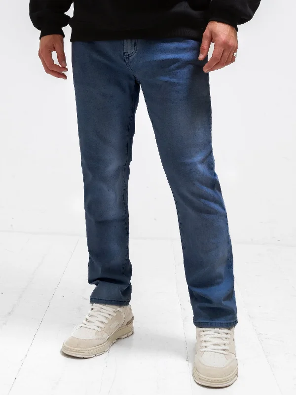 Plus Size Men's Bootcut Jeans with a Belt Loop Upgrade for a Stylish TouchVol.13 Straight Jeans - Blue