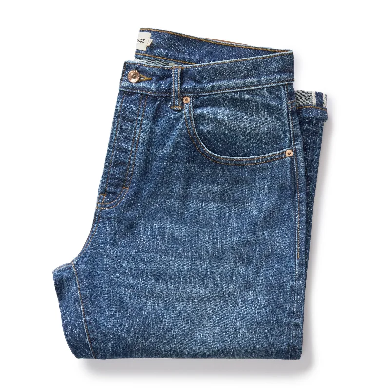 Men's Jeans with an Elastic Waistband for Ultimate ComfortThe Democratic Jean in Mid Wash Organic Selvedge