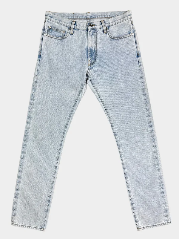 Plus Size Men's Relaxed Fit Jeans with a Faded Wash for a Vintage - Inspired LookDiagonal Prints Jeans