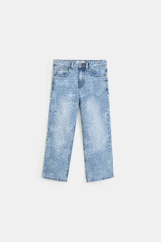 Men's Straight Leg Raw Denim Jeans for a Minimalist and Durable OptionAll Over Print JEANS