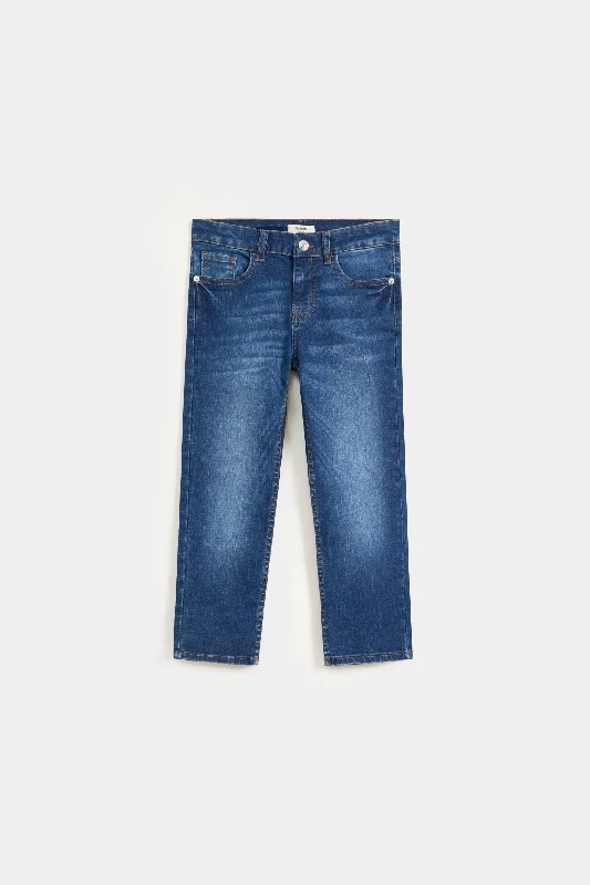 Men's High - Waisted Jeans in a Medium Wash for a Vintage - Style RevivalBasic Slim Fit Jeans