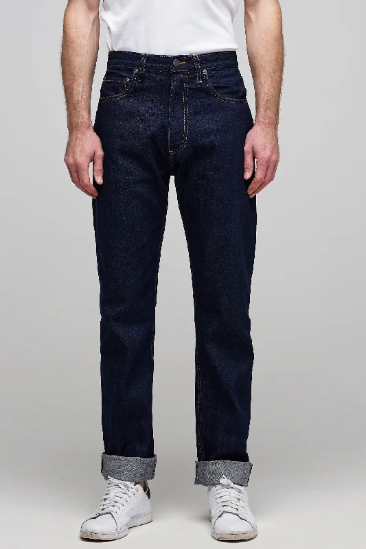 Men's Low - Rise Jeans in a Light Wash for a Casual and Youthful LookMen's Straight Cut Selvedge Jean - Rinse