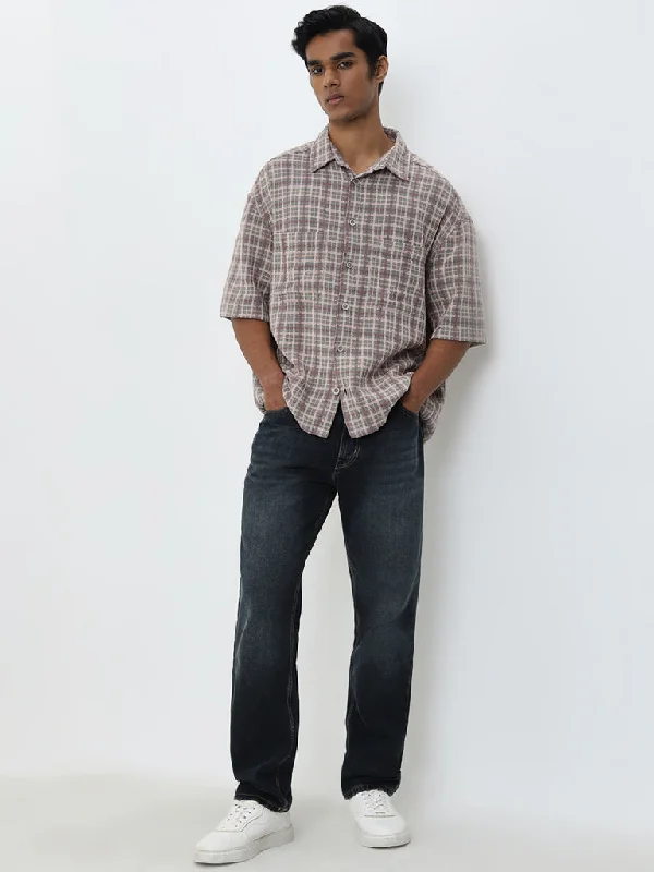 Men's High - Waisted Jeans in a Medium Wash for a Vintage - Style RevivalNuon Dark Blue Relaxed - Fit Mid - Rise Jeans