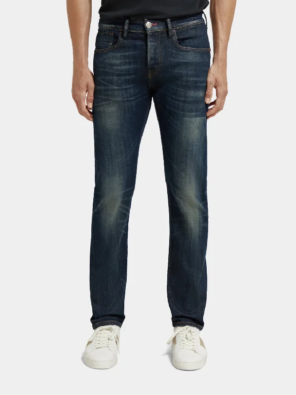 Men's Distressed Jeans with Patches for a Retro and DIY - Inspired AppearanceRalston regular slim-fit jeans