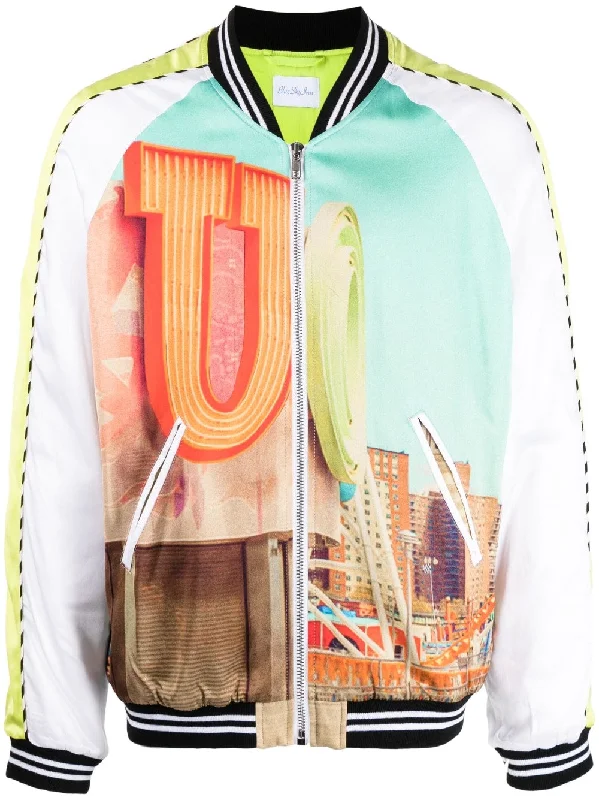 Down - filled men jackets in bright colors for winter fashionGraphic-Print Bomber Jacket