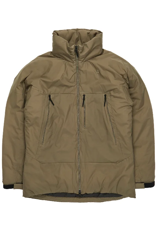 Down - filled men jackets in bright colors for winter fashionGoldwin Men's GORE-TEX WINDSTOPPER Puffy Mil Jacket - Taupe Grey