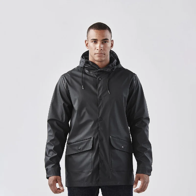 Hooded men jackets with a detachable faux - fur trim for added warmthMen's Waterfall Rain Jacket - WRB-2