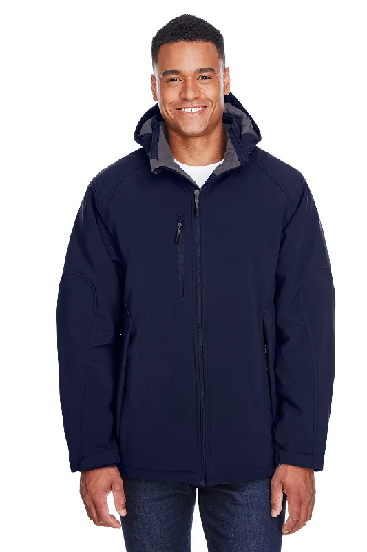 Down - filled men jackets in bright colors for winter fashionNorth End Mens Glacier Water Resistant Full Zip Hooded Jacket - Classic Navy Blue