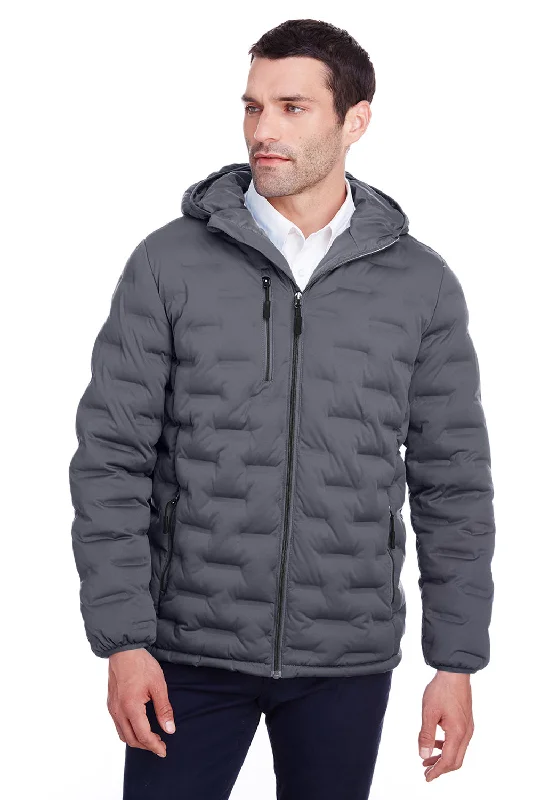 Waterproof men jackets with taped seams for heavy rain protectionNorth End Mens Loft Waterproof Full Zip Hooded Puffer Jacket - Carbon Grey/Black