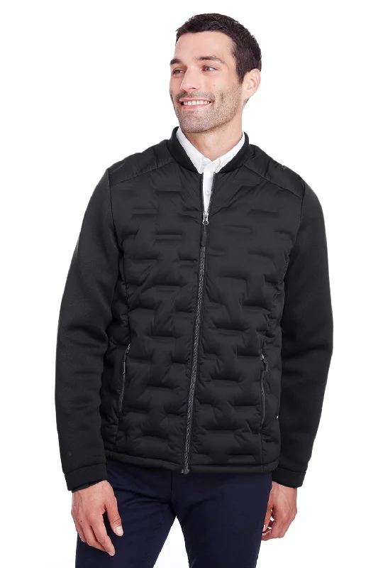 Windbreaker men jackets with UV protection for outdoor activitiesNorth End Mens Pioneer Hybrid Waterproof Full Zip Bomber Jacket - Black/Carbon Grey