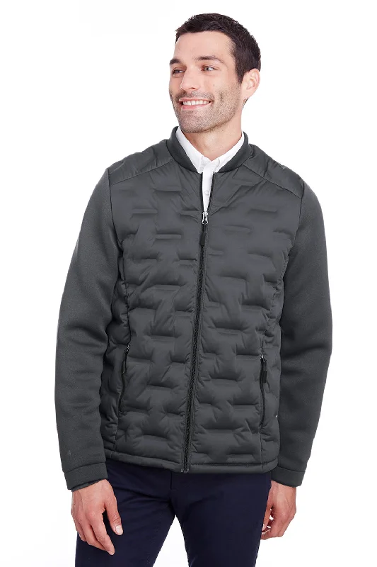 Slim - fit leather men jackets with a distressed finish for a rugged lookNorth End Mens Pioneer Hybrid Waterproof Full Zip Bomber Jacket - Carbon Grey/Black