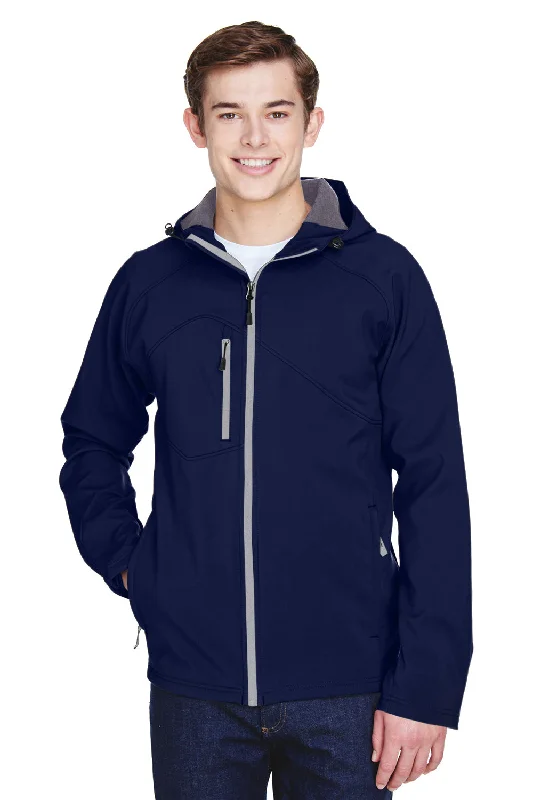 Down - filled men jackets in bright colors for winter fashionNorth End Mens Prospect Water Resistant Full Zip Hooded Jacket - Classic Navy Blue