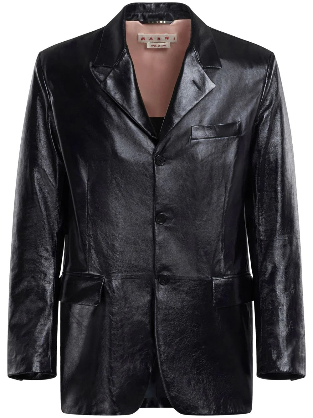 Men jackets with a media - friendly pocket for easy access to gadgetsPolished-Finish Leather Jacket