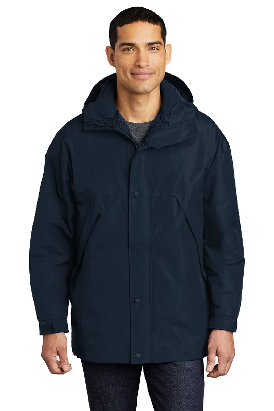 Performance - driven men jackets with breathable fabric for sportsPort Authority Mens 3-in-1 Wind & Water Resistant Full Zip Hooded Jacket - Navy Blue