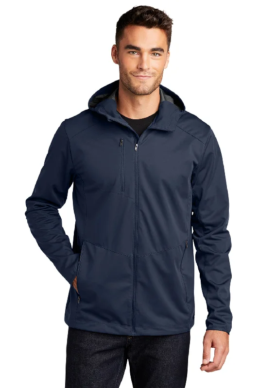 Plus - size men jackets with adjustable drawstrings for a comfortable fitPort Authority Mens Active Wind & Water Resistant Full Zip Hooded Jacket - Dress Navy Blue