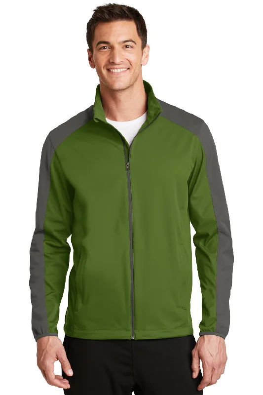 Stretch - fabric men jackets for unrestricted movement during workoutsPort Authority Mens Active Wind & Water Resistant Full Zip Jacket - Garden Green/Steel Grey - Closeout