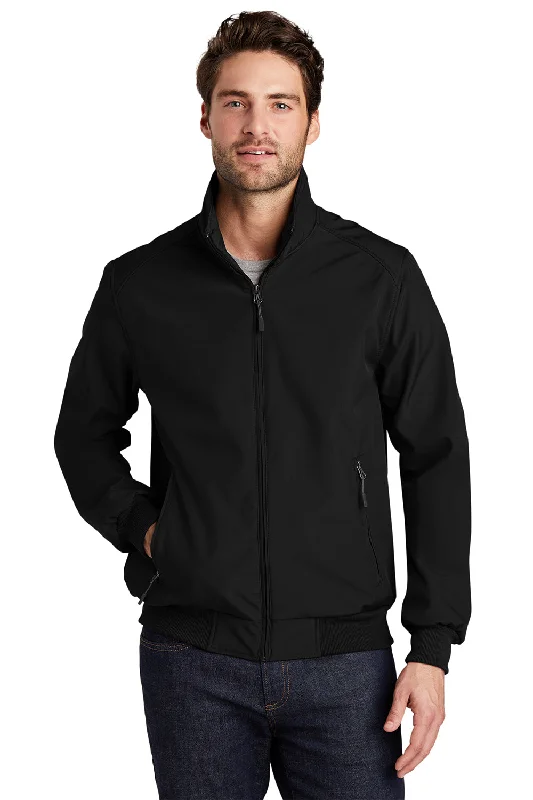 Fleece - lined men jackets for cold - weather commutingPort Authority Mens Bomber Wind & Water Resistant Full Zip Jacket - Black