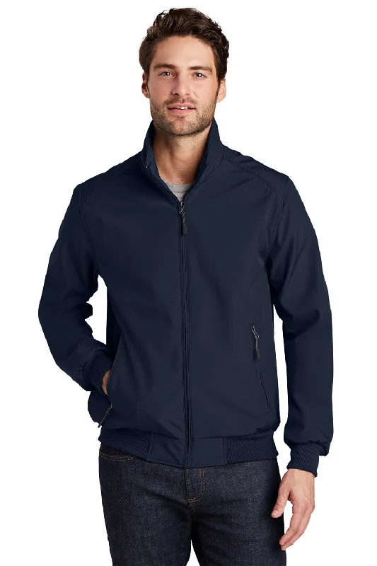 Men jackets with a media - friendly pocket for easy access to gadgetsPort Authority Mens Bomber Wind & Water Resistant Full Zip Jacket - Dress Navy Blue - Closeout