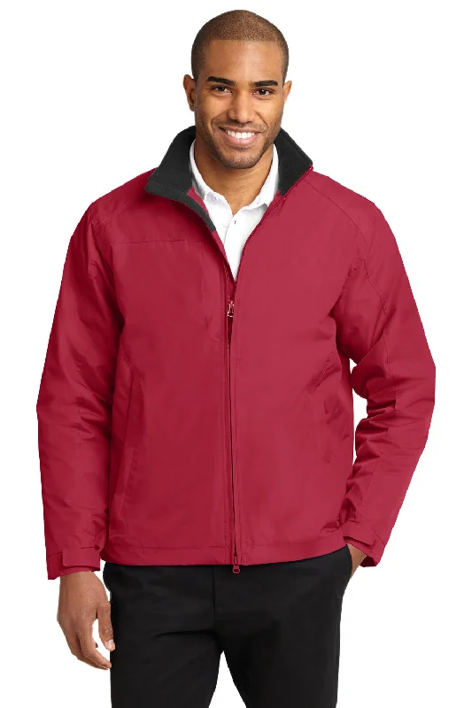 Men jackets with a zip - off sleeves to convert to a vestPort Authority Mens Challenger II Wind & Water Resistant Full Zip Jacket - True Red/True Black