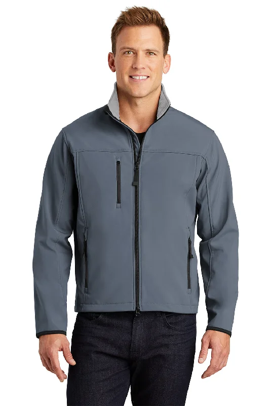 Stretch - fabric men jackets for unrestricted movement during workoutsPort Authority Mens Glacier Wind & Water Resistant Full Zip Jacket - Atlantic Blue/Chrome