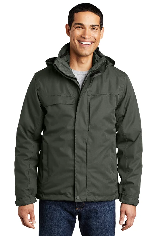 Performance - driven men jackets with breathable fabric for sportsPort Authority Mens Herringbone 3-in-1 Waterproof Full Zip Hooded Jacket - Spruce Green