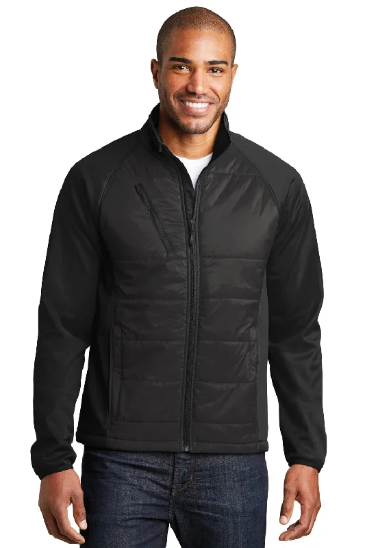 Down - filled men jackets in bright colors for winter fashionPort Authority Mens Hybrid Wind & Water Resistant Full Zip Jacket - Deep Black