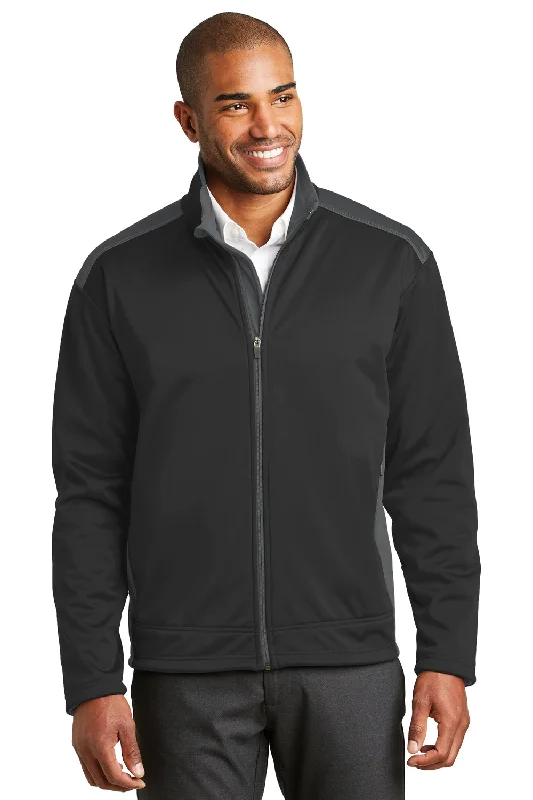 Men jackets with a hidden interior pocket for secure storagePort Authority Mens Wind & Water Resistant Full Zip Jacket - Black/Graphite Grey - Closeout