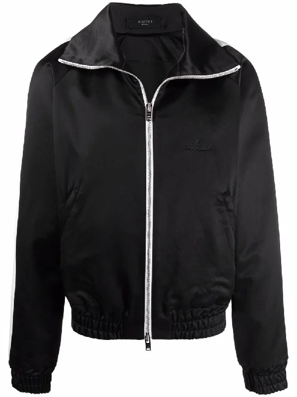 Men jackets with a built - in hood that can be stowed away when not in useSateen Zipped Track Jacket