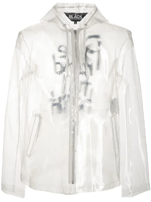 Performance - driven men jackets with breathable fabric for sportsSlogan-Print Transparent Jacket