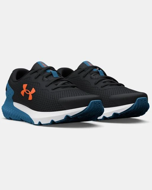 Kids' Grade School UA Charged Rogue 3 Running Shoe - Black/Cosmic Blue/Orange Blast