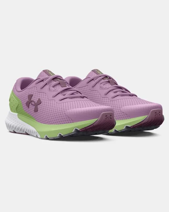 Kids' Grade School UA Charged Rogue 3 Running Shoe - Fresh Orchid/Lumos Lime/Misty Purple