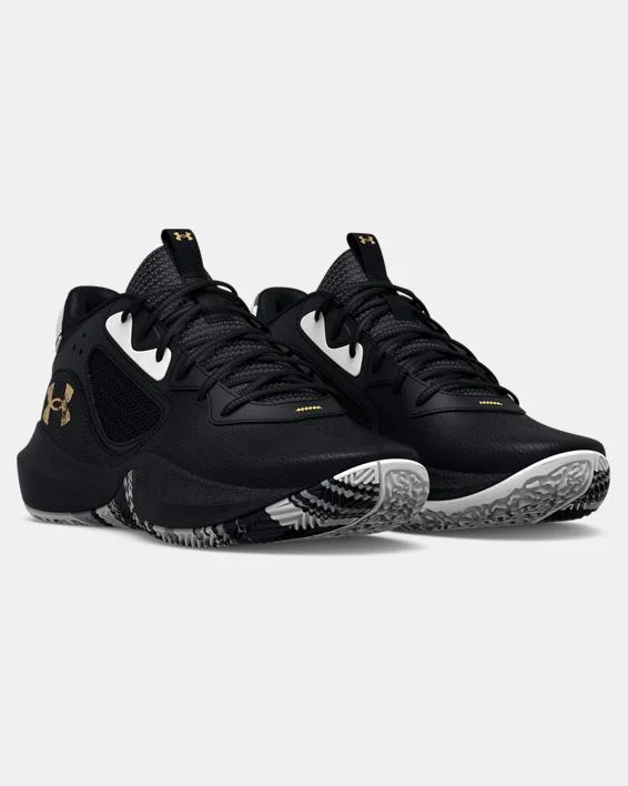 Kids' Grade School UA Lockdown 6 Basketball Shoe - Black/Metallic Gold