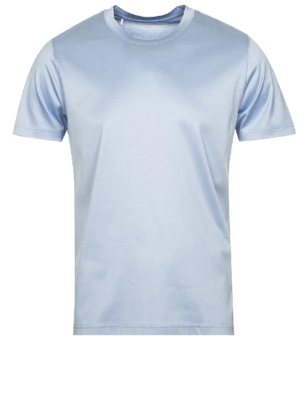 Men's thermal t - shirts with a high - neck design for cold weatherFilo Di Scozia Crew Neck T-Shirt Light Blue