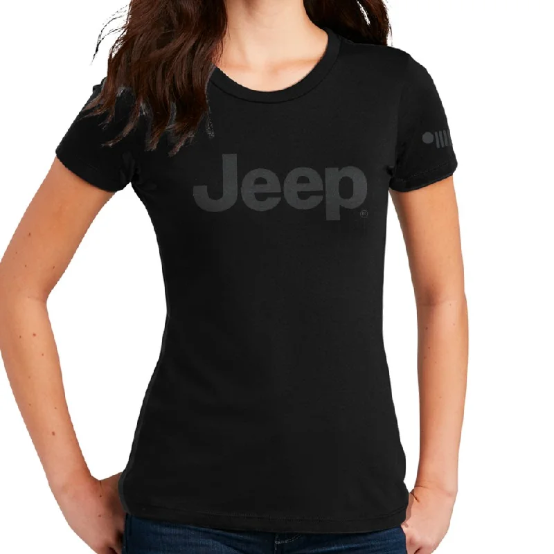 Men's ribbed t - shirts with a textured finish for added styleLadies Jeep® Text Blackout T-Shirt - Black